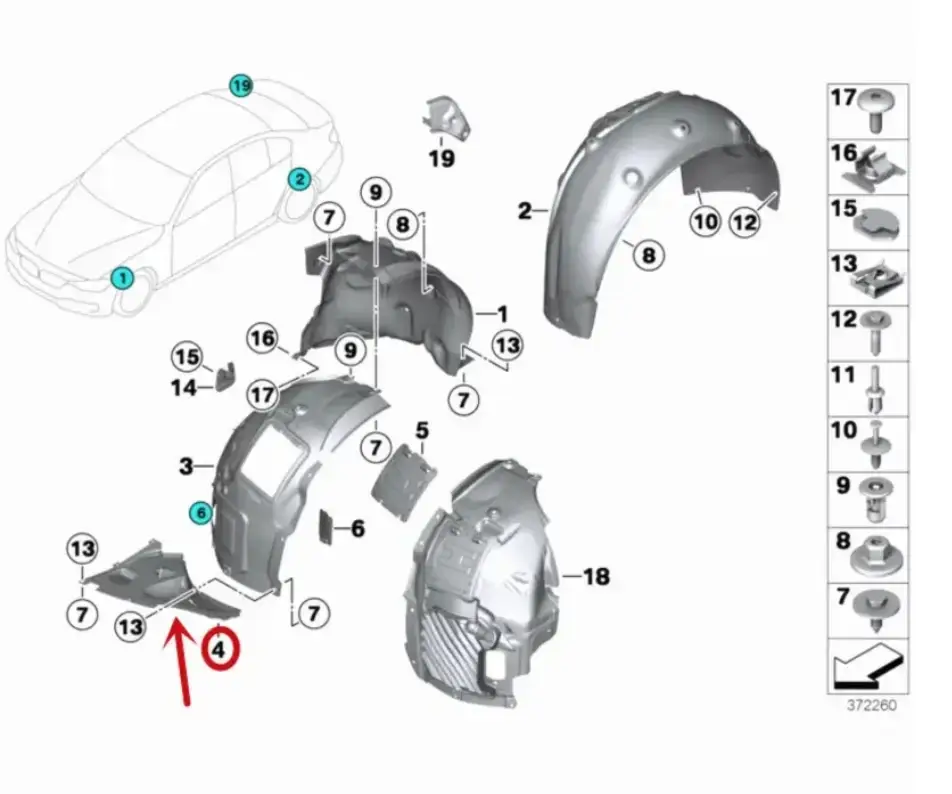 Передний подкрылок для BMW F30 F31 треугольник для М бампера левый передняя часть 