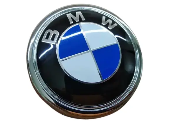 Емблема для багажника BMW E70, E71, (82 мм) оригінальний стиль лого, сіро-блакитна