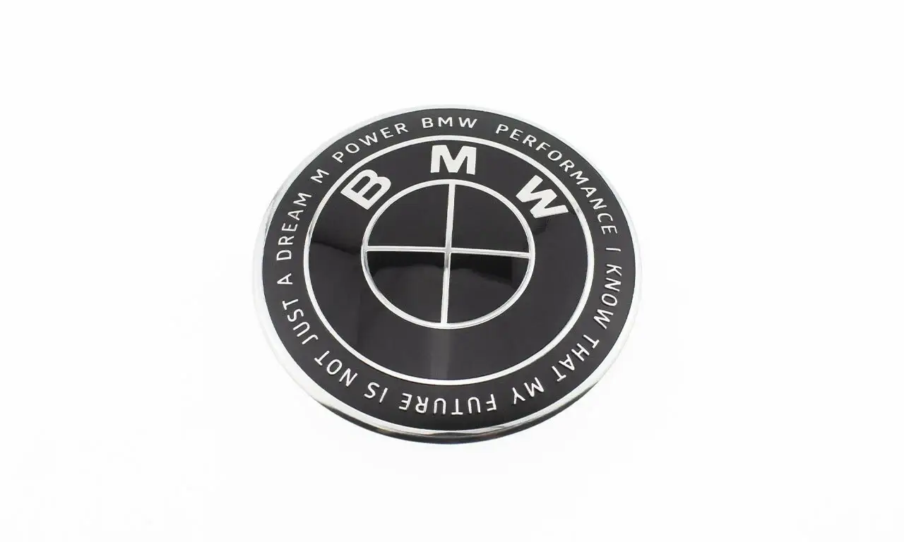 Значок на капот BMW 82 мм, ювілейна серія Motorsport «50 років», чорний